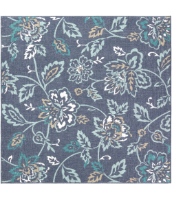Livabliss Alfresco ALF9673 Charcoal Aqua Area Rug 7 ft. 3 in. Square
