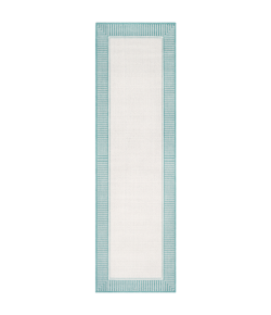 Surya Alfresco ALF9680 Teal White Area Rug 2 ft. 5 in. X 7 ft. 10 in. Runner