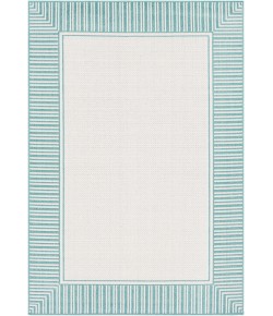 Livabliss Alfresco ALF9680 Teal White Area Rug 5 ft. 3 in. Round