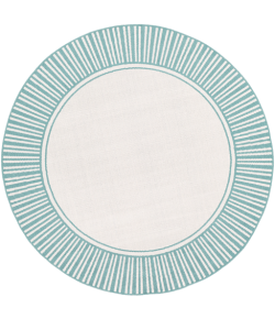 Livabliss Alfresco ALF9680 Teal White Area Rug 5 ft. 3 in. Round