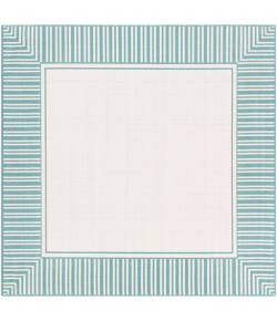 Livabliss Alfresco ALF9680 Teal White Area Rug 7 ft. 3 in. Square