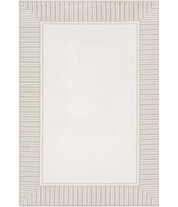 Livabliss Alfresco ALF9681 Taupe White Area Rug 5 ft. 3 in. Round