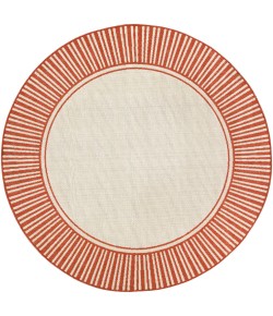 Livabliss Alfresco ALF9683 Burnt Orange Cream Area Rug 5 ft. 3 in. Round