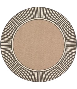 Livabliss Alfresco ALF9684 Camel Black Area Rug 5 ft. 3 in. Round