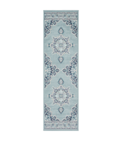 Livabliss Alfresco ALF9687 Charcoal Aqua Area Rug 2 ft. 5 in. X 11 ft. 10 in. Runner