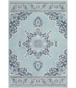 Livabliss Alfresco ALF9687 Charcoal Aqua Area Rug 5 ft. 3 in. Round