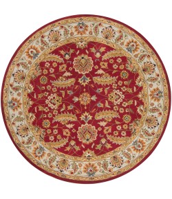 Livabliss Caesar CAE1022 Dark Red Cream Area Rug 6 ft. Round
