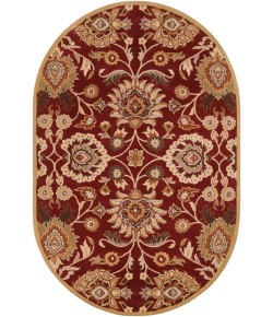 Livabliss Caesar CAE1061 Burgundy Taupe Area Rug 6 ft. X 9 ft. Oval