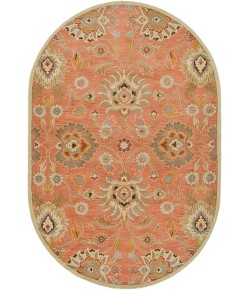 Livabliss Caesar CAE1107 Burnt Orange Khaki Area Rug 6 ft. X 9 ft. Oval