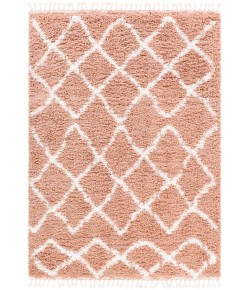 Livabliss California Shag CAF2300 Dusty Pink White Area Rug 5 ft. .3 X 7 ft. .3 Rectangle