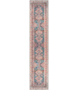 Livabliss Colin CLN2305 Blue Dusty Coral Area Rug 2 ft. 7 in. X 12 ft. Runner