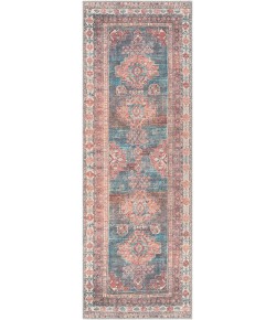 Livabliss Colin CLN2305 Blue Dusty Coral Area Rug 2 ft. 7 in. X 7 ft. 3 in. Runner