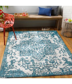 Livabliss Eagean EAG2378 Teal Black Area Rug 5 ft. 3 in. X 7 ft. 3 in. Oval