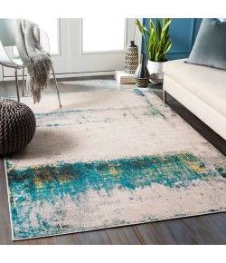 Livabliss Rafetus ETS2349 Teal Light Gray Area Rug 5 ft. 3 in. X 7 ft. 7 in. Rectangle