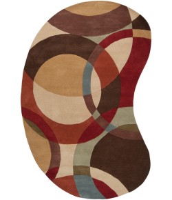 Livabliss Forum FM7108 Tan Dark Brown Area Rug 6 ft. X 9 ft. Kidney