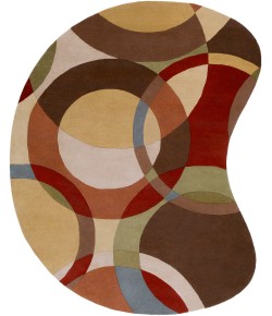 Livabliss Forum FM7108 Tan Dark Brown Area Rug 8 ft. X 10 ft. Kidney