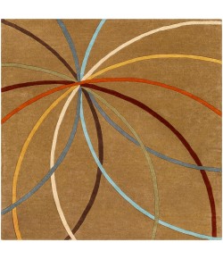 Livabliss Forum FM7140 Tan Dark Brown Area Rug 6 ft. Square