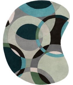 Livabliss Forum FM7157 Dark Green Ivory Area Rug 8 ft. X 10 ft. Kidney