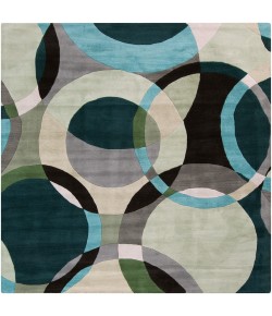Livabliss Forum FM7157 Dark Green Ivory Area Rug 4 ft. Square