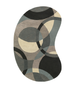 Livabliss Forum FM7193 Khaki Denim Area Rug 6 ft. X 9 ft. Kidney