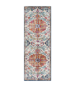 Livabliss Harput HAP1000 Aqua White Area Rug 2 ft. 7 in. X 10 ft. 3 in. Runner