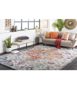 Livabliss Harput HAP1000 Aqua White Area Rug 10 ft. Round