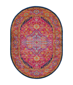 Livabliss Harput HAP1009 Garnet Dark Blue Area Rug 6 ft. 7 in. X 9 ft. Oval