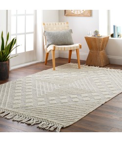 Livabliss Hemingway HMG2306 Ivory Black Area Rug 3 ft. Round Round