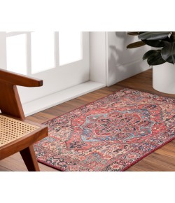 Livabliss Iris IRS2310 Bright Red Navy Area Rug 10 ft. Square