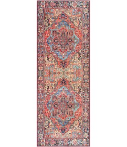 Livabliss Iris IRS2310 Bright Red Navy Area Rug 2 ft. 6 in. X 7 ft. 6 in. Runner