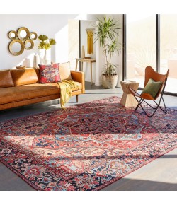 Livabliss Iris IRS2310 Bright Red Navy Area Rug 2 ft. 6 in. X 7 ft. 6 in. Runner