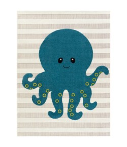 Livabliss Kindergarten KGT2302 White Sky Blue Area Rug 3 ft. 11 in. X 5 ft. 7 in. Rectangle