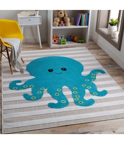 Livabliss Kindergarten KGT2302 White Sky Blue Area Rug 3 ft. 11 in. X 5 ft. 7 in. Rectangle