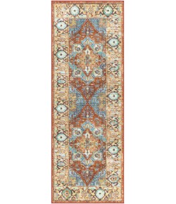 Livabliss Leicester LEC2307 Brick Red Dark Blue Area Rug 2 ft. 7 in. X 7 ft. 3 in. Runner
