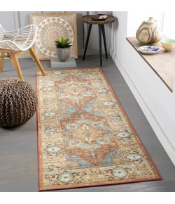 Livabliss Leicester LEC2307 Brick Red Dark Blue Area Rug 2 ft. 7 in. X 7 ft. 3 in. Runner