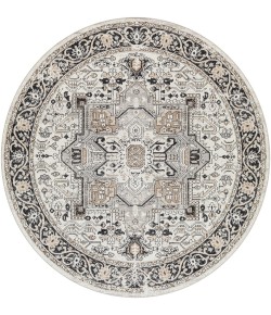 Livabliss Lavadora LVR2322 Black Taupe Area Rug 6 ft. 7 in. Round