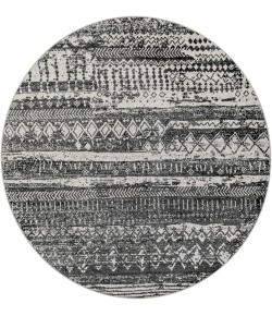 Livabliss Lavadora LVR2330 Black Gray Area Rug 6 ft. 7 in. Round