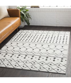 Livabliss Moroccan Shag MCS2309 Black Charcoal Area Rug 6 ft. 7 in. Round