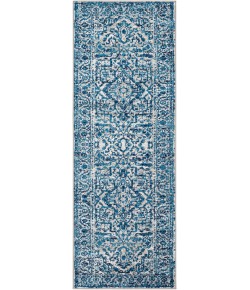 Livabliss Monte Carlo MNC2302 Sky Blue Light Gray Area Rug 5 ft. 3 in. Round