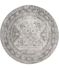 Livabliss Monte Carlo MNC2314 Light Gray White Area Rug 5 ft. 3 in. Round