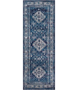 Livabliss Monte Carlo MNC2315 Navy Light Gray Area Rug 2 ft. 7 in. X 10 ft. Runner