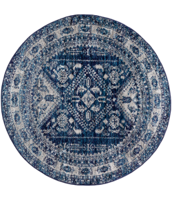 Livabliss Monte Carlo MNC2315 Navy Light Gray Area Rug 5 ft. 3 in. Round