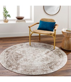Livabliss Monte Carlo MNC2342 Cream Light Brown Area Rug 5 ft. 3 in. Round Round