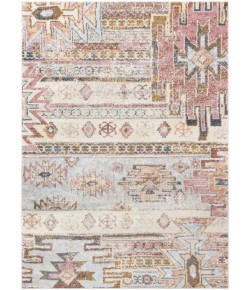 Livabliss New Mexico NWM2311 Light Gray Burnt Orange Area Rug 5 ft. 3 in. Round