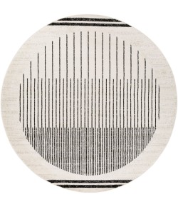 Livabliss Pisa PSS2315 Black Off-White Area Rug 6 ft. 7 in. Round