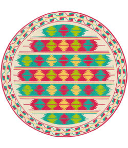 Surya Rain RAI1272 Emerald Bright Pink Area Rug 8 ft. Round