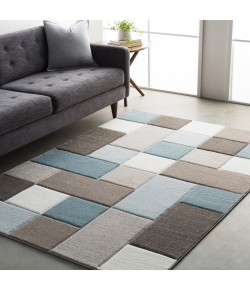 Livabliss Santa Monica SAC2300 Aqua Dark Brown Area Rug 2 ft. 7 in. X 7 ft. 7 in. Runner
