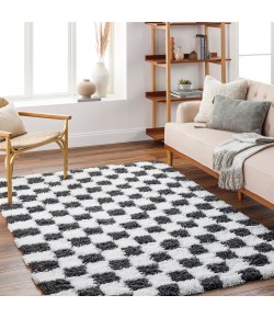 Livabliss Urban Shag USG2330 White Black Area Rug 5 ft. 3 in. X 7 ft. 3 in. Rectangle