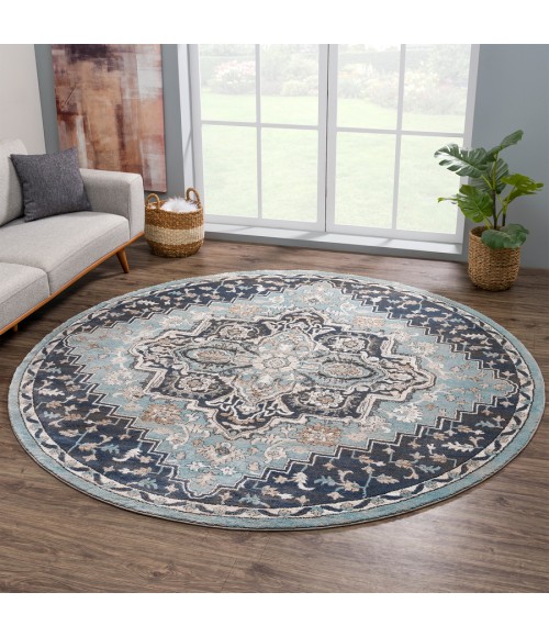 United Weavers Portsmouth Blue 3110-40460 7 ft. 11 in. X 7 ft. 11 in. Round Rug