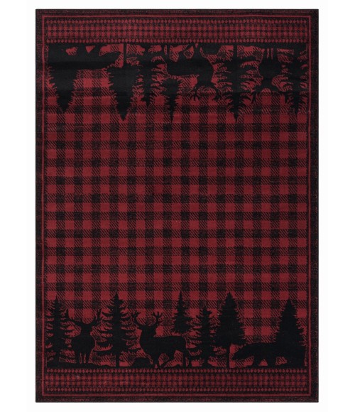 United Weavers Highlands Red 3115-60830 5 ft. 3 in. X 7 ft. 2 in. Rectangle Rug